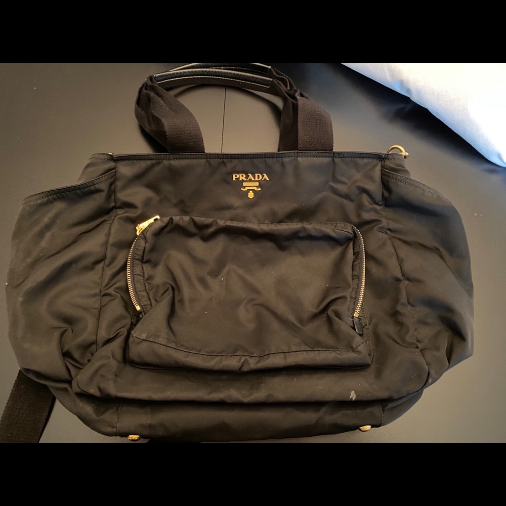 Black Tessuto Prada Classic Nylon Diaper Bag